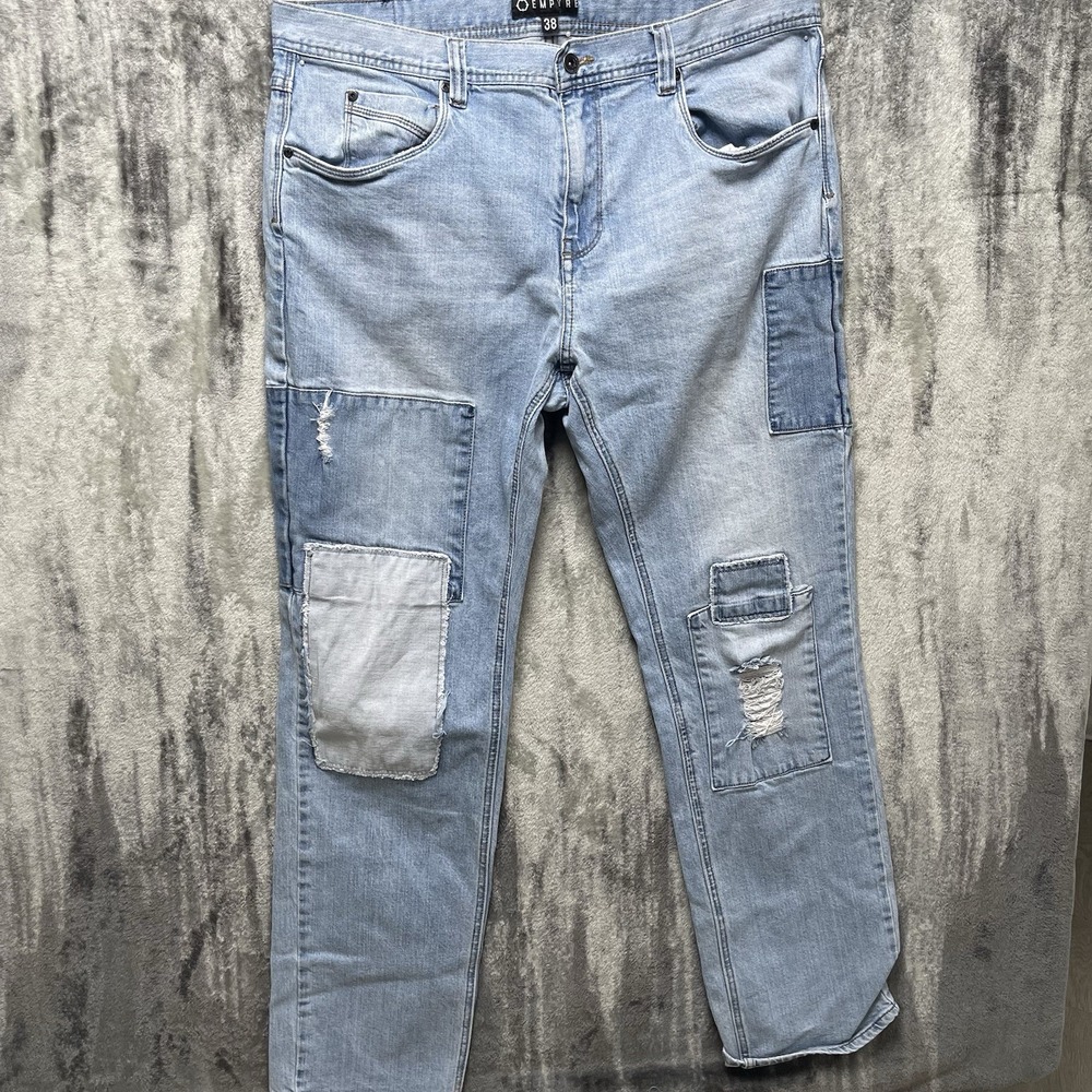 Y2K Empyre  Sledgehammer Patchwork Skater Light‎ Blue Jeans Size 38 X 32